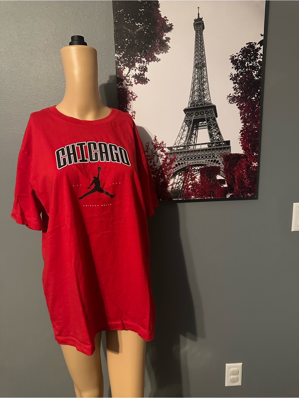 Men’s Nike Chicago Bulls Red Graphic Tee with Jumpman Logo